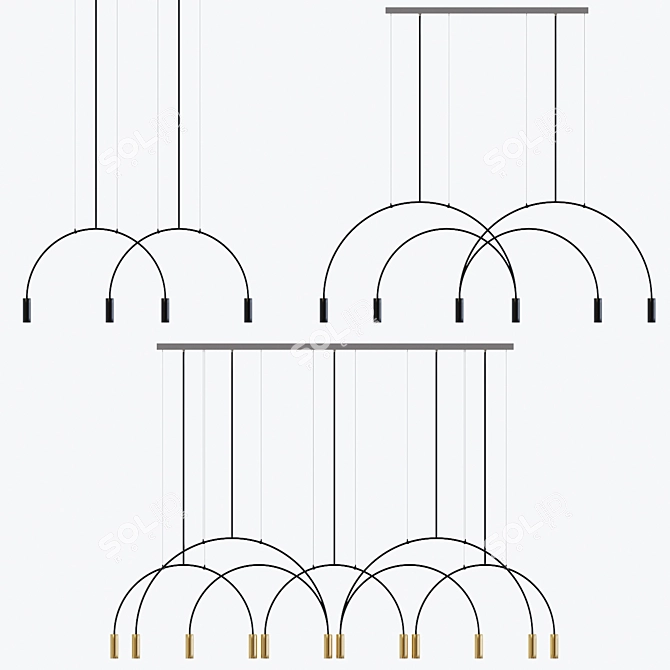 Modern Arc Hanging Lamp 3D model image 1