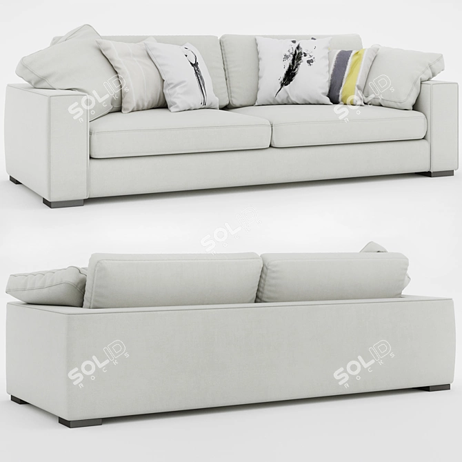 Elegant Sitka Quartz White Sofa 3D model image 1