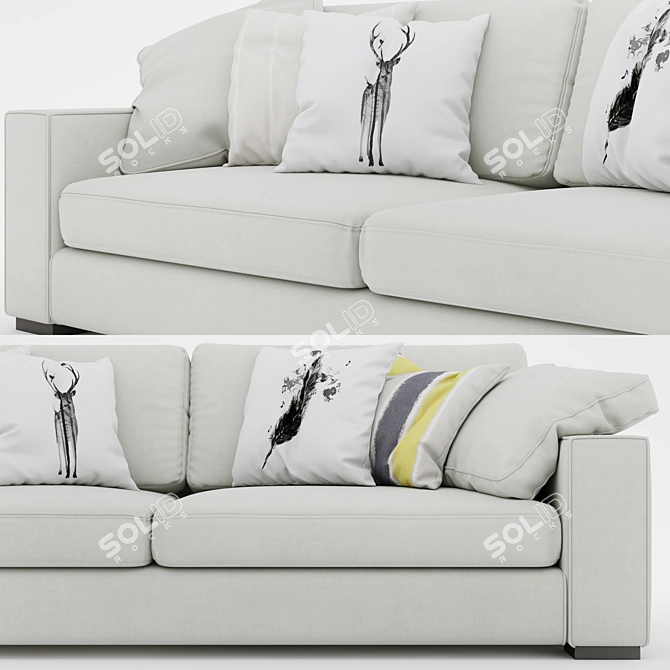 Elegant Sitka Quartz White Sofa 3D model image 2