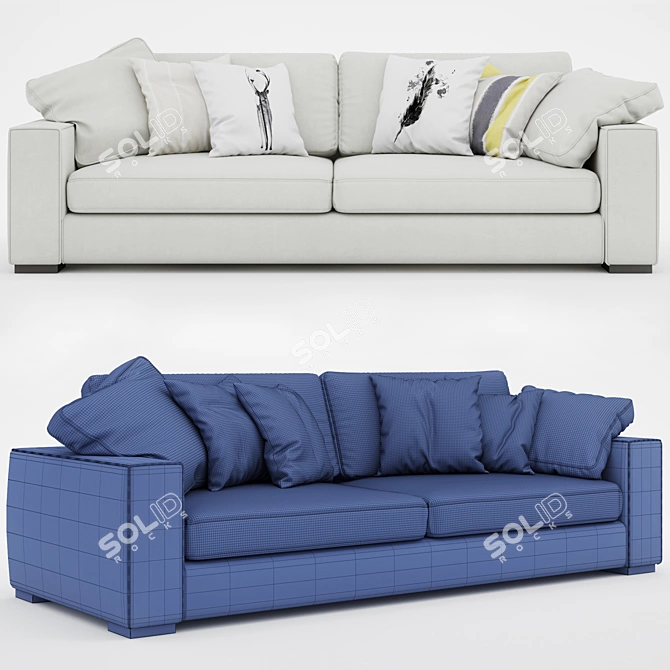 Elegant Sitka Quartz White Sofa 3D model image 3