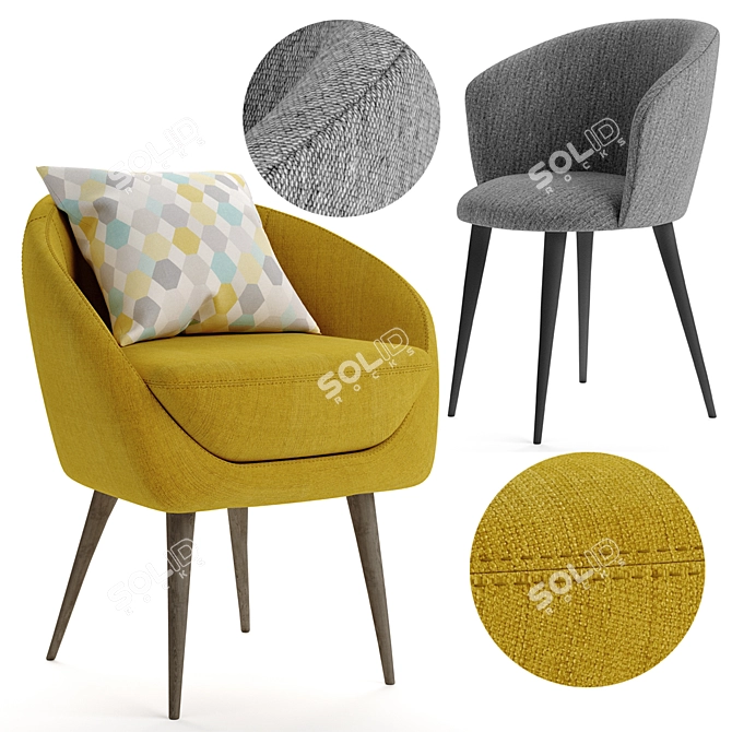 Mustard Armchair: Sleek Gray Stool 3D model image 1