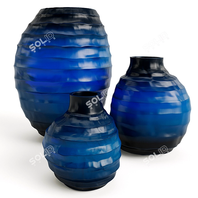 Sapphire Smoke Glass Vases 3D model image 1