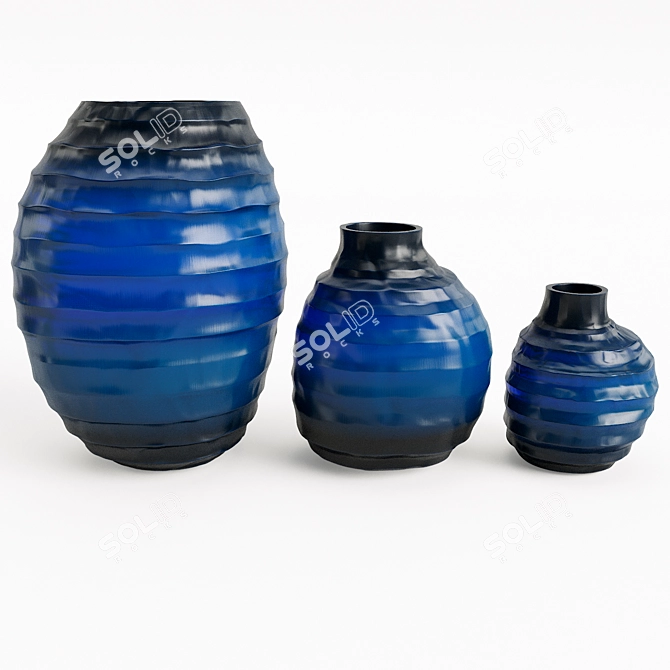 Sapphire Smoke Glass Vases 3D model image 2