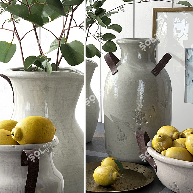 Elegant Marlowe Ceramic Vases 3D model image 2