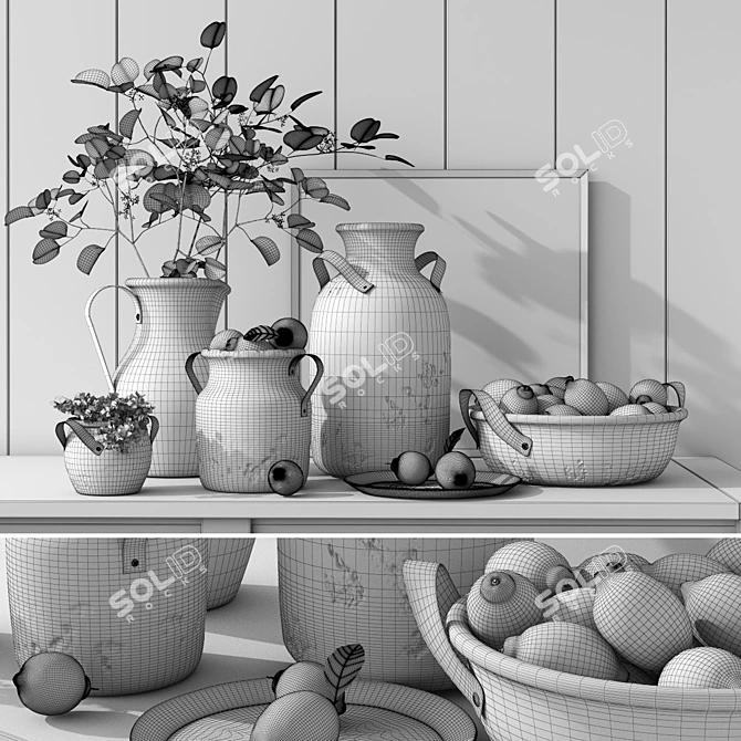 Elegant Marlowe Ceramic Vases 3D model image 3