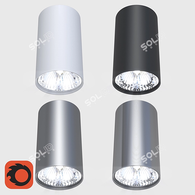 Elegant Surface Mounted GU10 Spotlight 3D model image 1