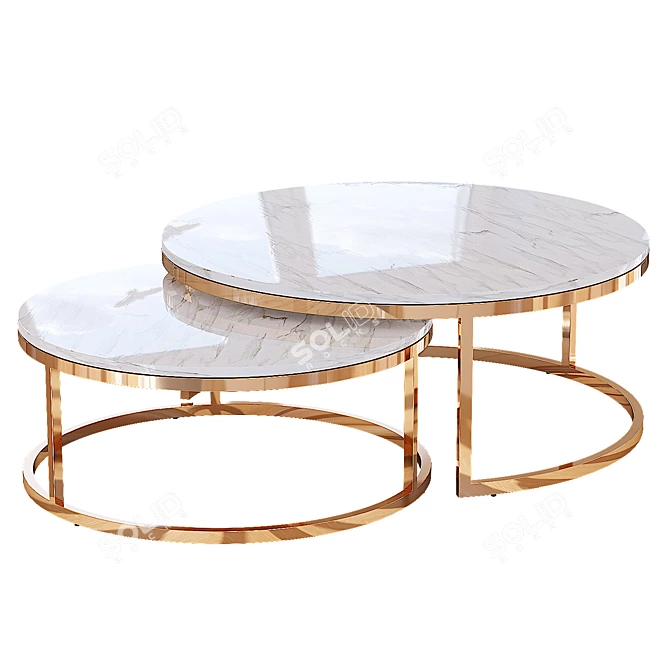 Stylish Nested Coffee Tables - Garda Decor 3D model image 1