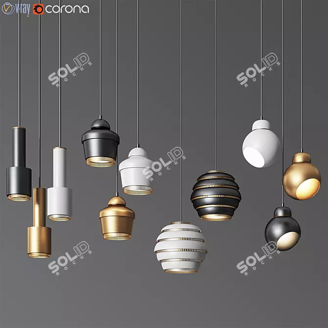 Modern Pendant Light Collection - 4 Styles 3D model image 1