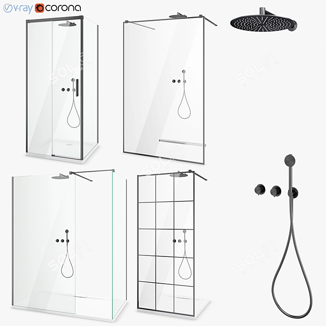 Radaway Set 47: Stylish Shower Cubicles 3D model image 1