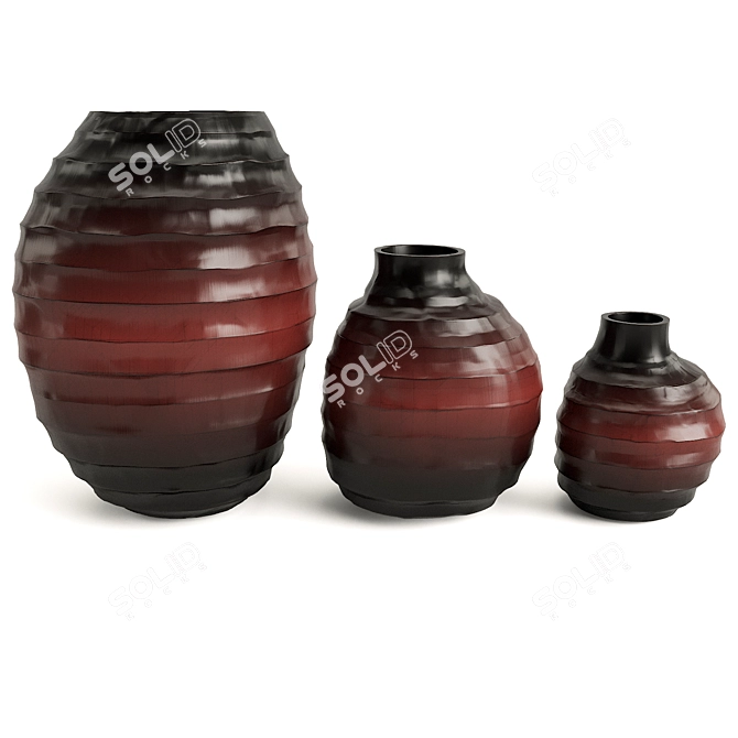 Elegant Red Smoke Glass Vases 3D model image 2