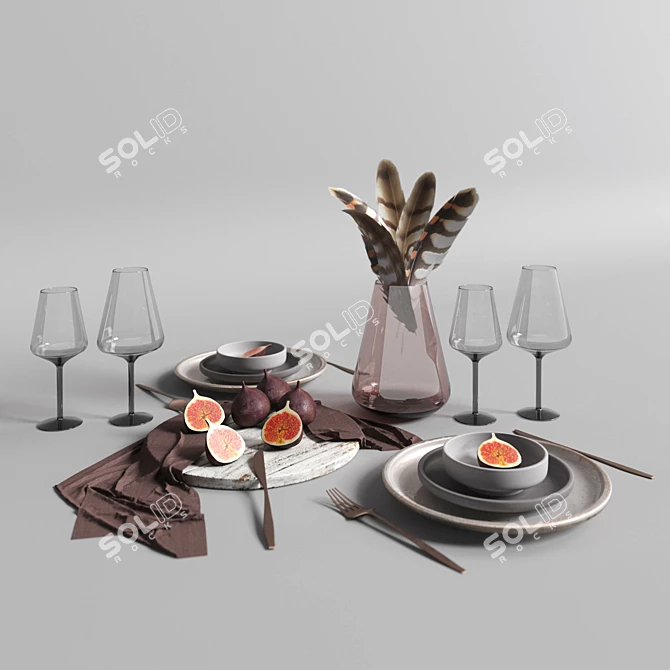 Elegant Serving Utensils Set 3D model image 1