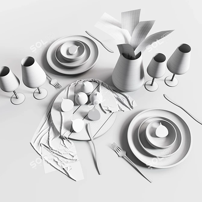 Elegant Serving Utensils Set 3D model image 3