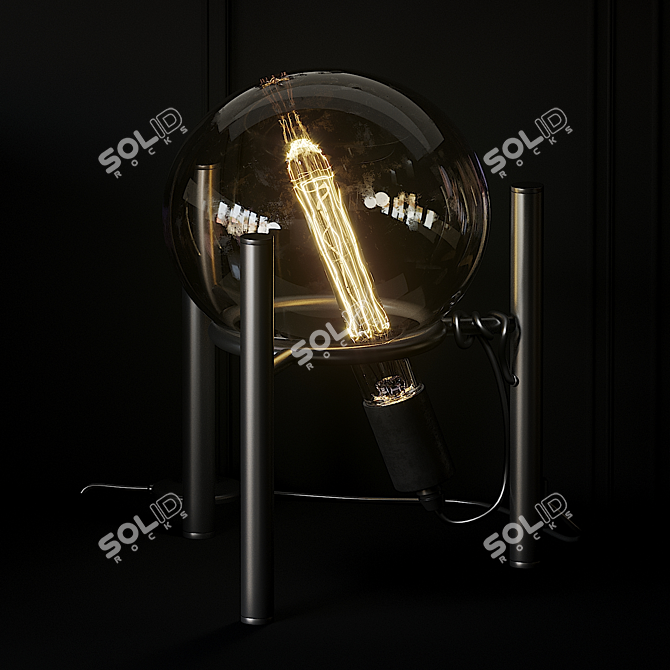 Saturn Table Lamp: Sleek Metal Design 3D model image 2