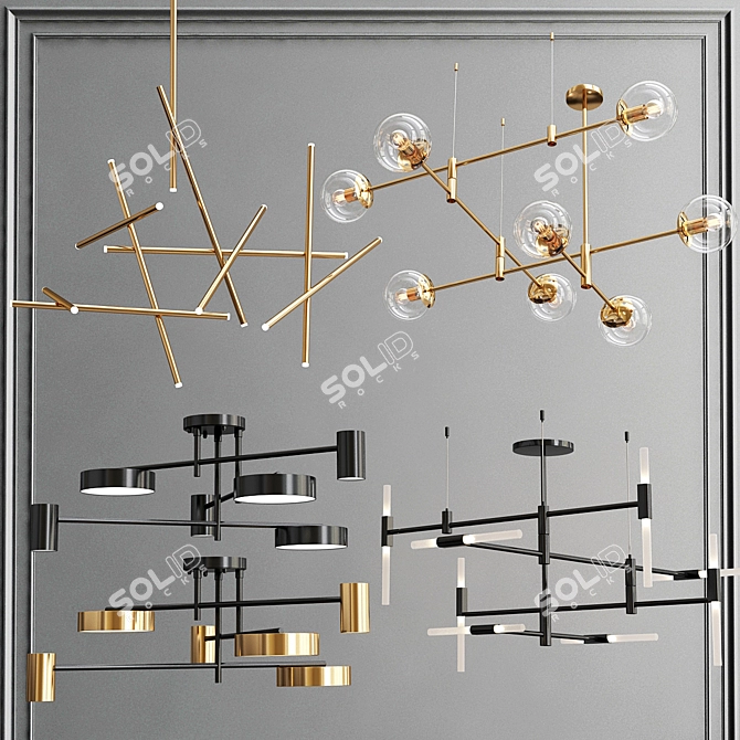 Sleek Elegance: New Minimalist Chandelier Collection 3D model image 1