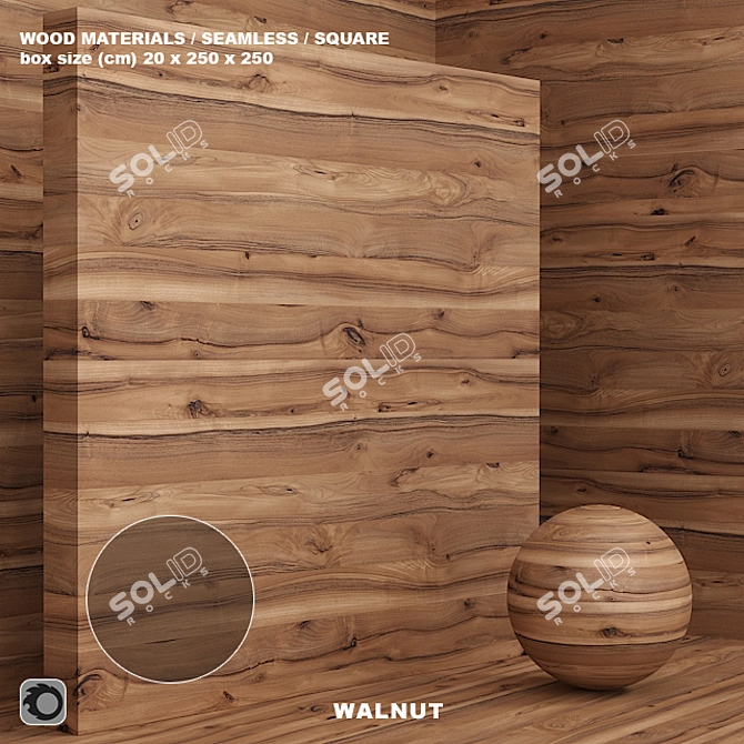 Seamless Wood & Walnut Material Set 3D model image 1