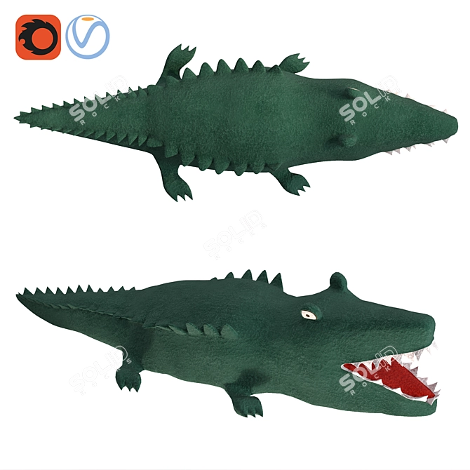 Playful Croc Plush Toy 3D model image 1