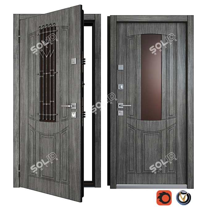 Lyon Entrance Metal Door (Your Frame) 3D model image 1