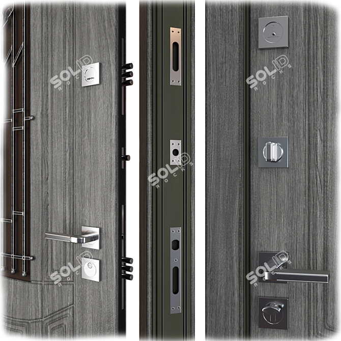 Lyon Entrance Metal Door (Your Frame) 3D model image 2