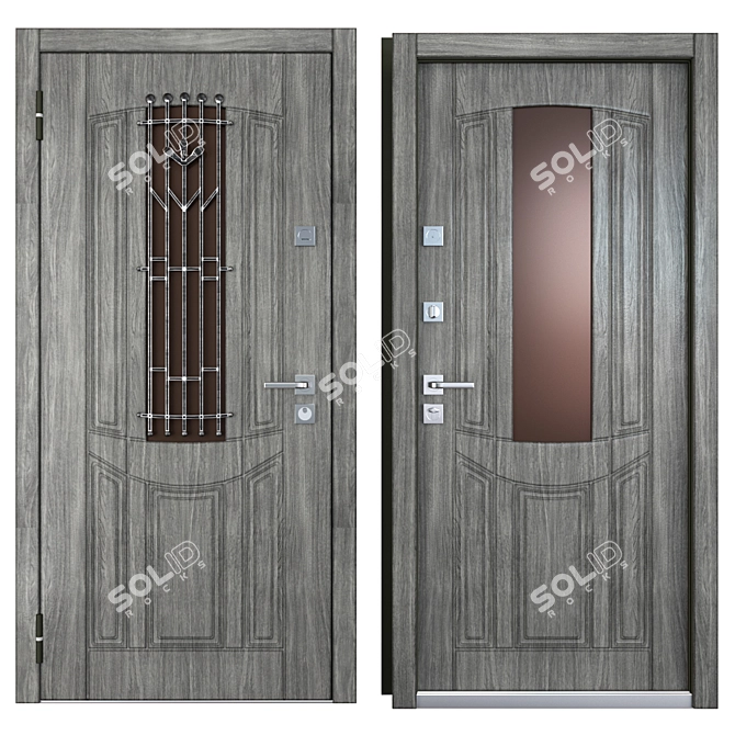 Lyon Entrance Metal Door (Your Frame) 3D model image 3