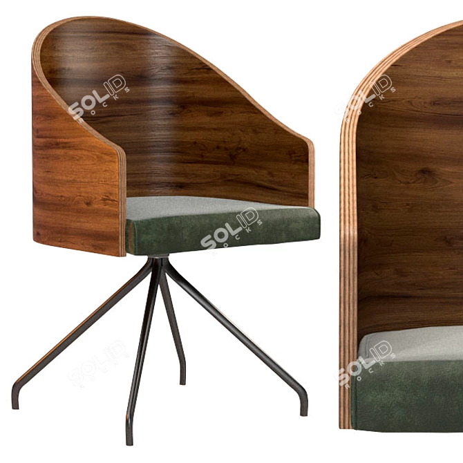 Luxe Wooden Chair with Metal Base 3D model image 1