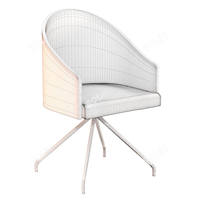 Luxe Wooden Chair with Metal Base 3D model image 2