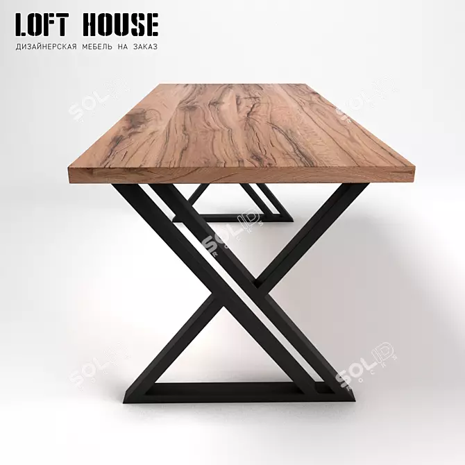 Elegant Karagach Wood Table 3D model image 1