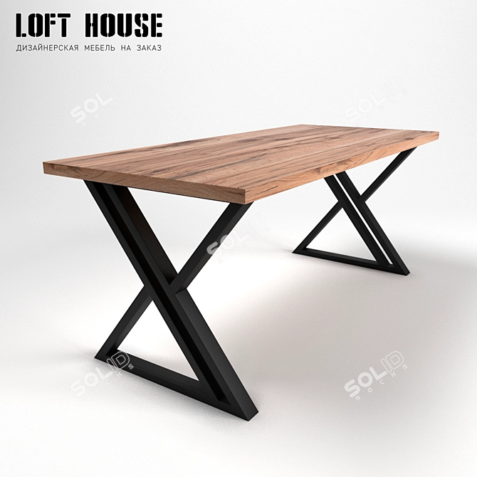 Elegant Karagach Wood Table 3D model image 2