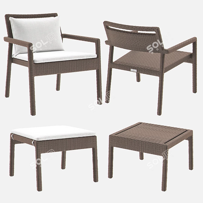 Elegant Niche Lounge Set 3D model image 2