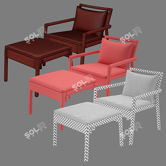 Elegant Niche Lounge Set 3D model image 3