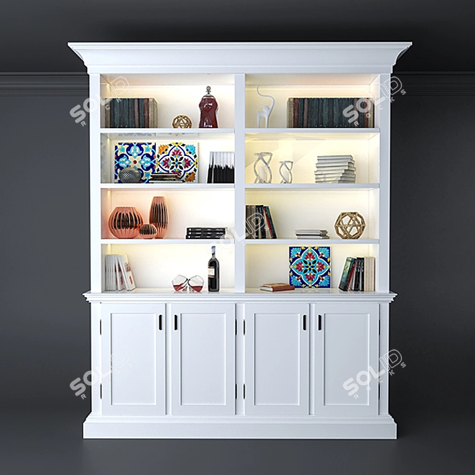 Amir's Stylish Bookcase: Design & Render 3D model image 1