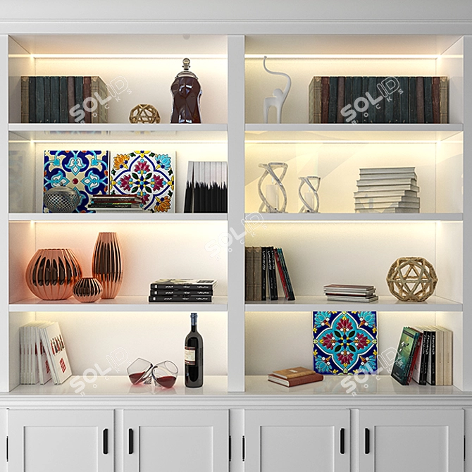 Amir's Stylish Bookcase: Design & Render 3D model image 2