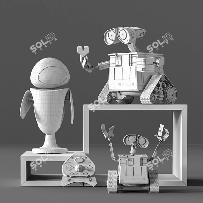 Modular Toy Shelf and Robot Set 3D model image 3