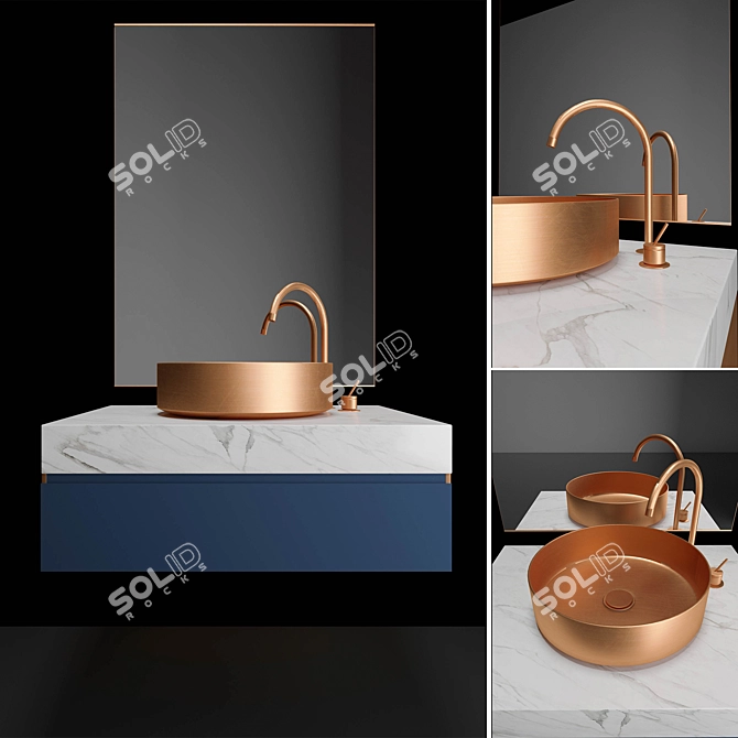 Bronze & Blue Bath Set 3D model image 1