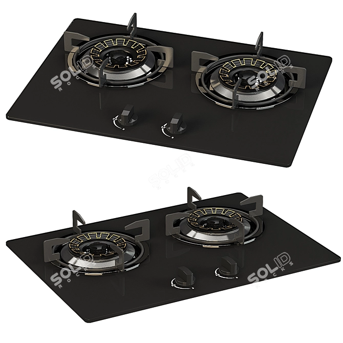 Efficient Dual Burner Gas Hob 3D model image 1