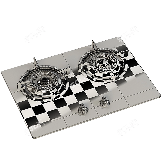 Efficient Dual Burner Gas Hob 3D model image 3