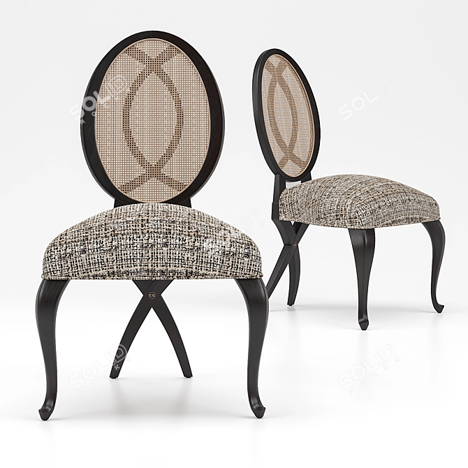 Colette Rattan Backrest Chair: Elegance Embodied 3D model image 1
