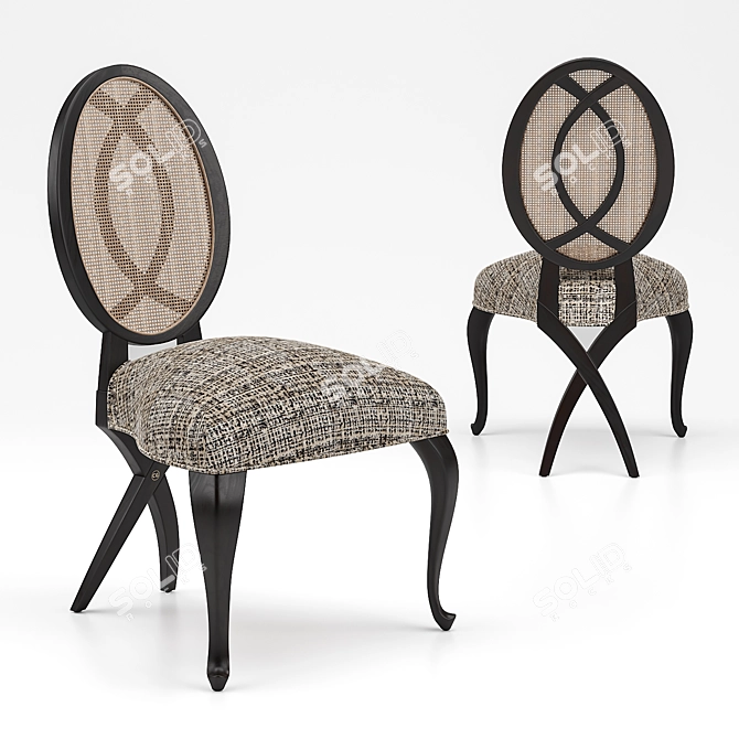 Colette Rattan Backrest Chair: Elegance Embodied 3D model image 2