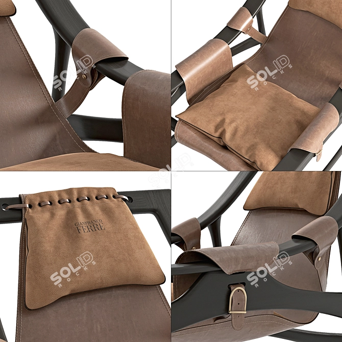 Modern Smoky Grey Leather Armchair 3D model image 2