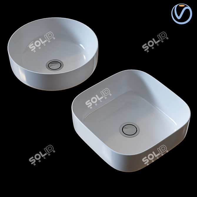 Artisan Above Counter Basins: Square & Round 3D model image 1