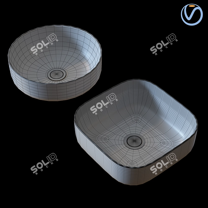 Artisan Above Counter Basins: Square & Round 3D model image 2