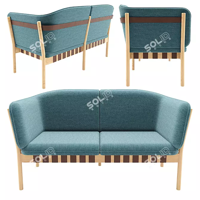 Modern Dowel Two Seater 3D model image 1