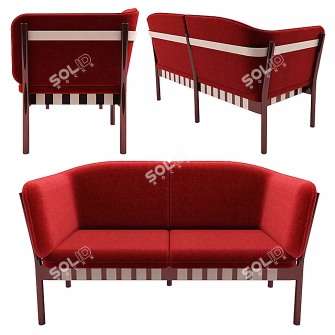 Modern Dowel Two Seater 3D model image 2