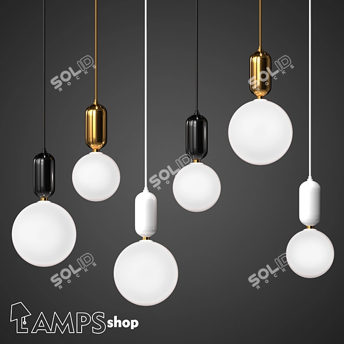 Elegant Aballs Chandeliers - Illuminate Your Space 3D model image 1