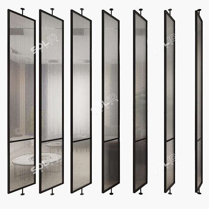 Rotating Metal Partition with Frosted Glass 3D model image 2