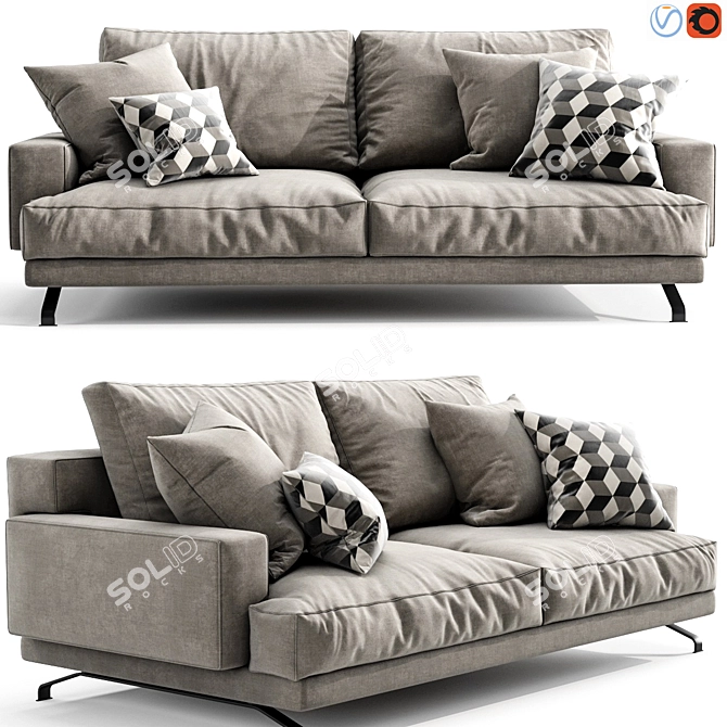 Luxurious Lemamobili Mustique Sofa 3D model image 1