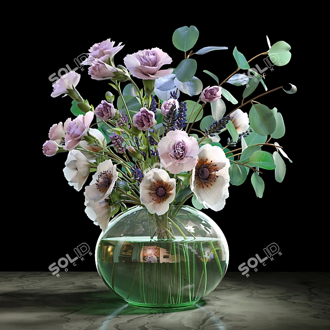 Elegant Blooms Bouquet 3D model image 1