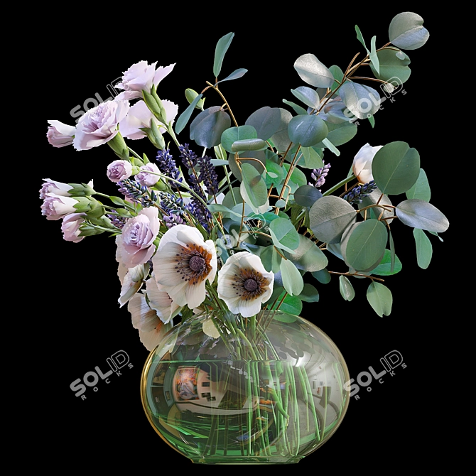 Elegant Blooms Bouquet 3D model image 2