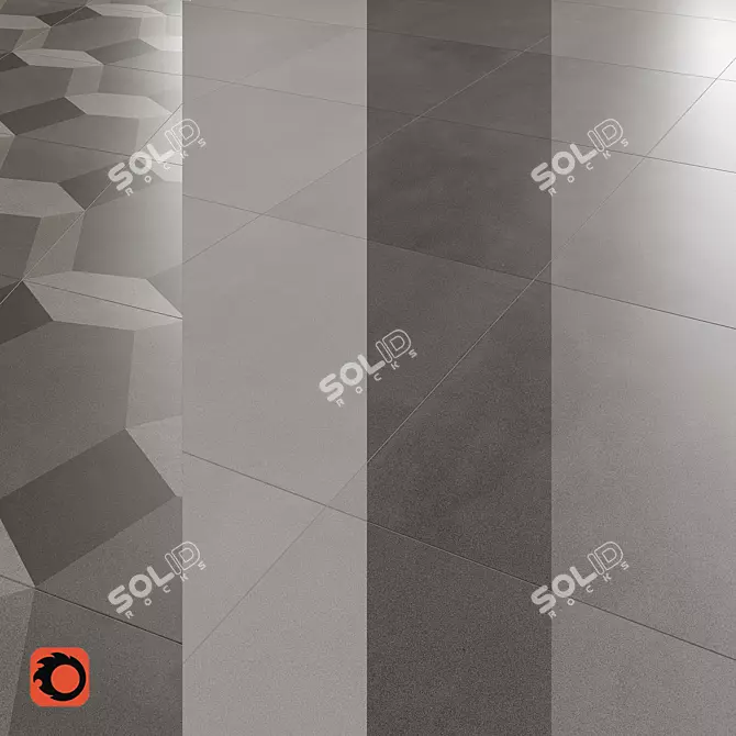 Modern Concrete Floor Tiles 3D model image 1