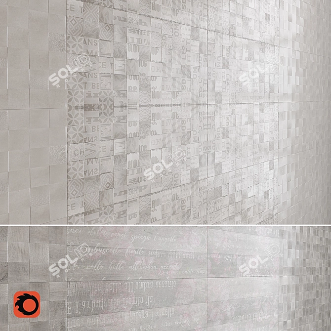 Abba Collection Wall Tiles - Contemporary Textured Matte Concrete Design 3D model image 1