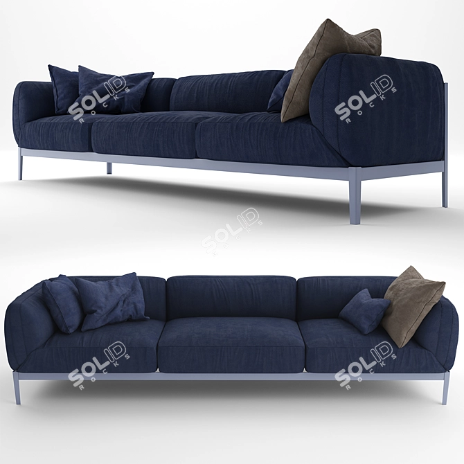 Luxury Suede Three Seater Sofa 3D model image 1